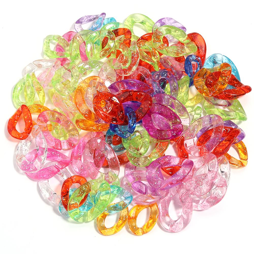 20Pcs/lot Acrylic Twisted Buckle Chain Color Assembled Loose Rings for DIY Bag Chain Glasses Phone Chain Connector Accessories