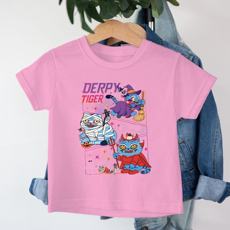 Halloween Tiger Derpy T Shirt Kids Kpop Demon Hunter Merch Tee Top Kids  AnimeGraphic Tees Girls Boys Funny Halloween Clothes