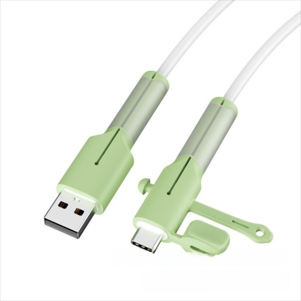 Soft Silicone Cable Protector Dustproof Cover Silicone Cover Charger Protection зелёный