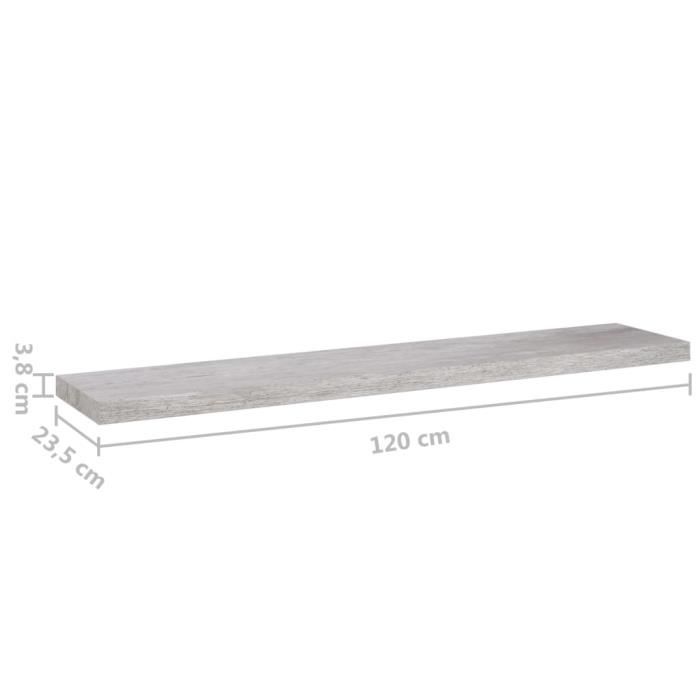 VidaXL Floating Wall Shelves 2 Pcs Concrete Grey 120x23.5x3.8cm MDF