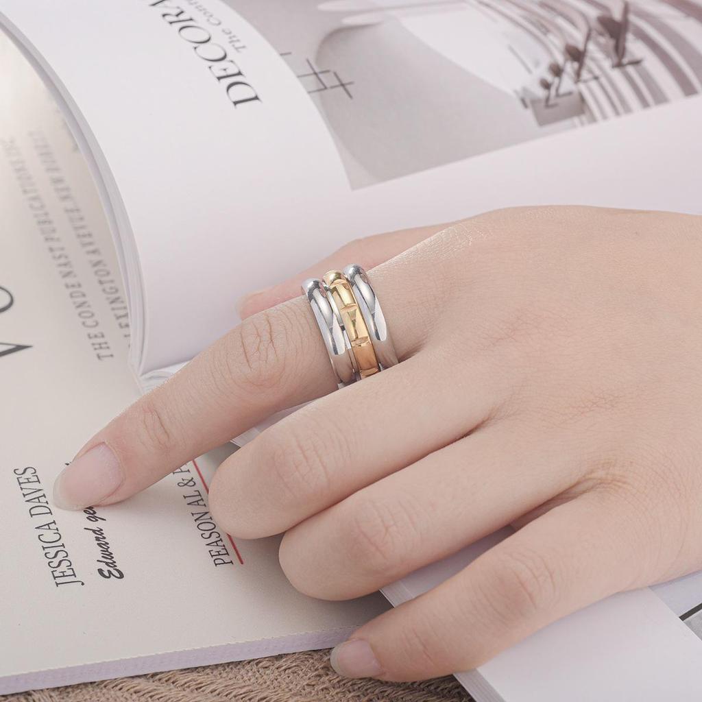 Men's European and American Fashion Titanium Steel Rotating Ring