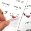 100 Pcs/pack Cute Emoticons Rectangular Stickers Gift Box Sealing Sticker for Fast Food Delivery Packaging Thank You Stickers