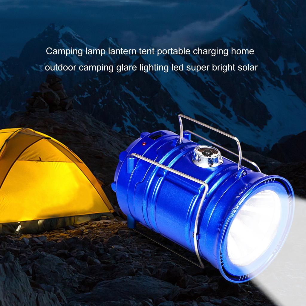 Solar Portable Lantern LED Flashlight Telescopic Torch Outdoor Camping Light Tent Lamp USB Rechargeable Emergency Work Light
