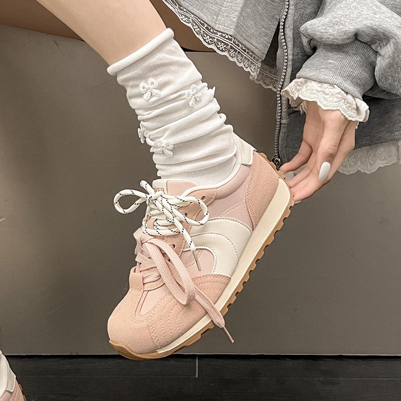 [Fanjiamei] Thick-soled Color Matching German Training Shoes Women's 2025 Summer Fashion Casual Shoes Versatile Waffle Forrest Gump Shoes