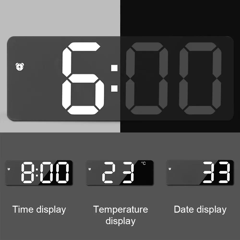 Led, Despertador, Relógio, Digital, Infantil, Eletrônico, Curvo, Tela, Espelho, Temperatura, Relógio, Quarto, Decoração, Eletrônicos