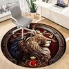 1pc Lion Emblem Chair Carpet for Office Non-Slip, Soft & Comfortable, Carpet for Office, Gaming, Lightweight Round Floor Mat