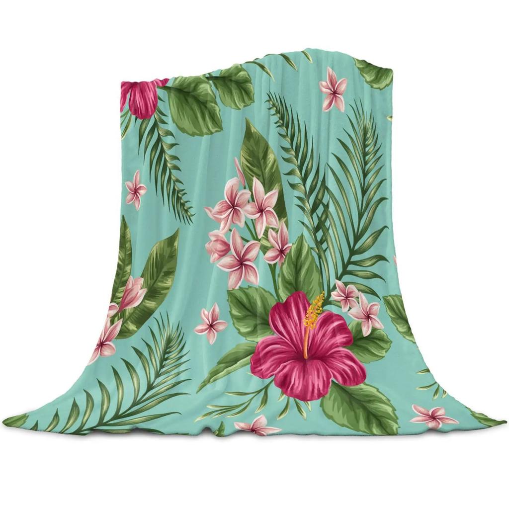 Guam Flower Hibiscus Decal Blanket Soft Warm Miniature Sherpa Flannel Blanket Blanket