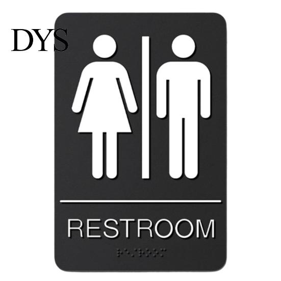 Tactile Braille Sign for Visually Impaired Unisex Restroom Men Women, 6" x 9" Self-adhesive Bathroom Door High Contrast Black And White Signs
