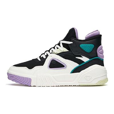 Wysokie Buty Skateboardowe Damskie Sneakersy Czarne Białe Fioletowe 122148088-3