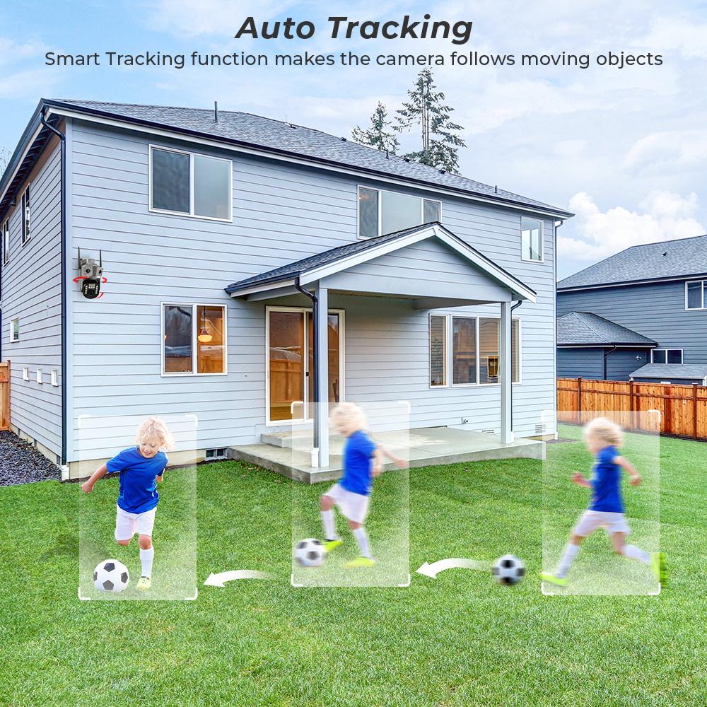 6K 12MP WLAN-Kamera PTZ Drei Bildschirme Außen Auto-Tracking Nachtsicht Sicherheitsschutz CCTV Überwachungskamera IP iCSee