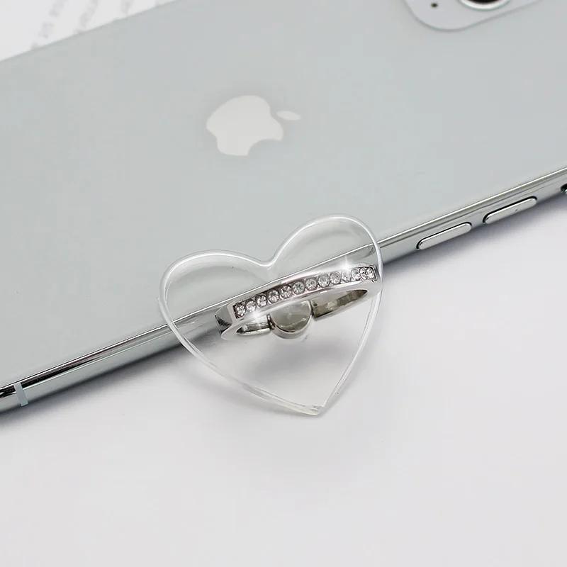 Transparent Finger Ring Mobile Phone Holder Universal Smartphone Clear Stand Support Cell Phone Car Mount For iPhone 15 Xiaomi