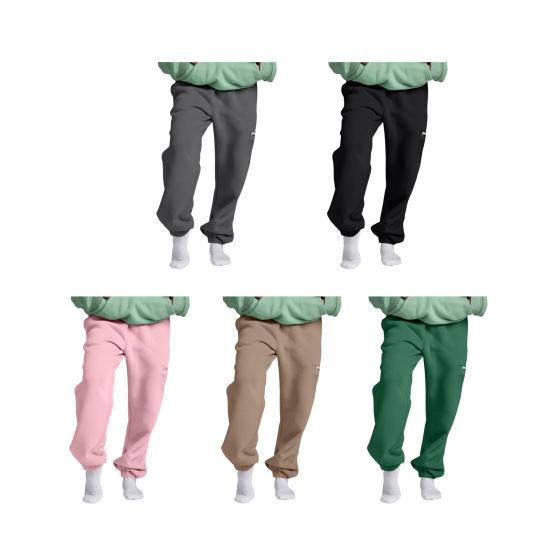 Women Sweatpants Elastic Waist Wide-Leg Casual Trousers with Pockets Solid Color Thickened Plush Lining Sport Sweatpants