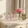 Transparent Makeup Brush Holder 3 Grids Stationery Storage Box Pen Display Case  for Living Room