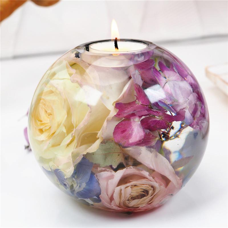DIY Crystal Epoxy Resin Mold Sphere Candle Holder Mirror Silicone Mould