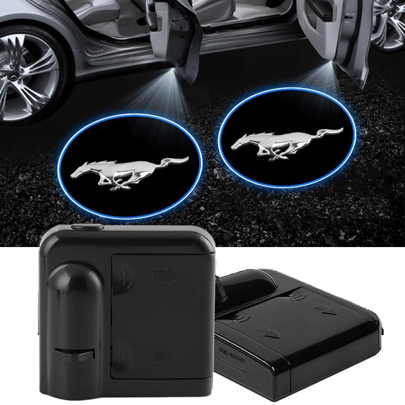 LED Car Door Welcome Lights Laser Projector Wireless Car HD Courtesy Lamp For Ford Mustang line Fiesta Escape Kuga Ecosport Ranger EXplorer stickers