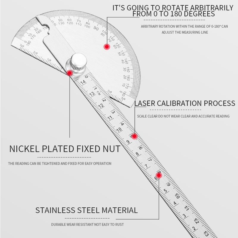 Îngroșat din oțel inoxidabil unghi ecartament măsurare unghi protractor mare de tâmplar unghi ecartament unghi ecartament