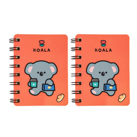 

2Pcs Mini Cute Spiral Notebook Cartoon A7 Side-Turning Coil Notebook Smooth Writing Pocket Notepad 80 Pages for Study Office Journaling