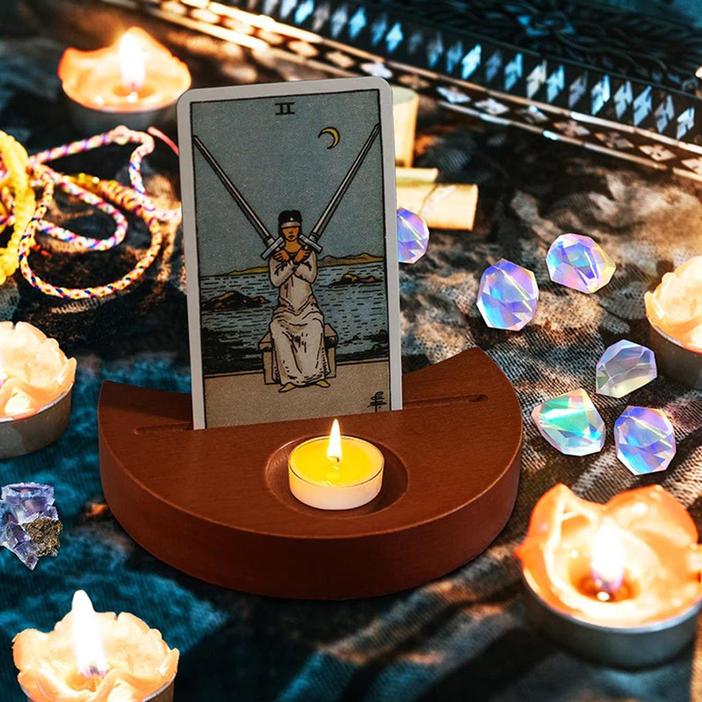 Tarot Card Holder Stand Moon Shaped Tarot Card Stand For Daily Draw Display Spiritual Decors And Wiccan Craft Tool