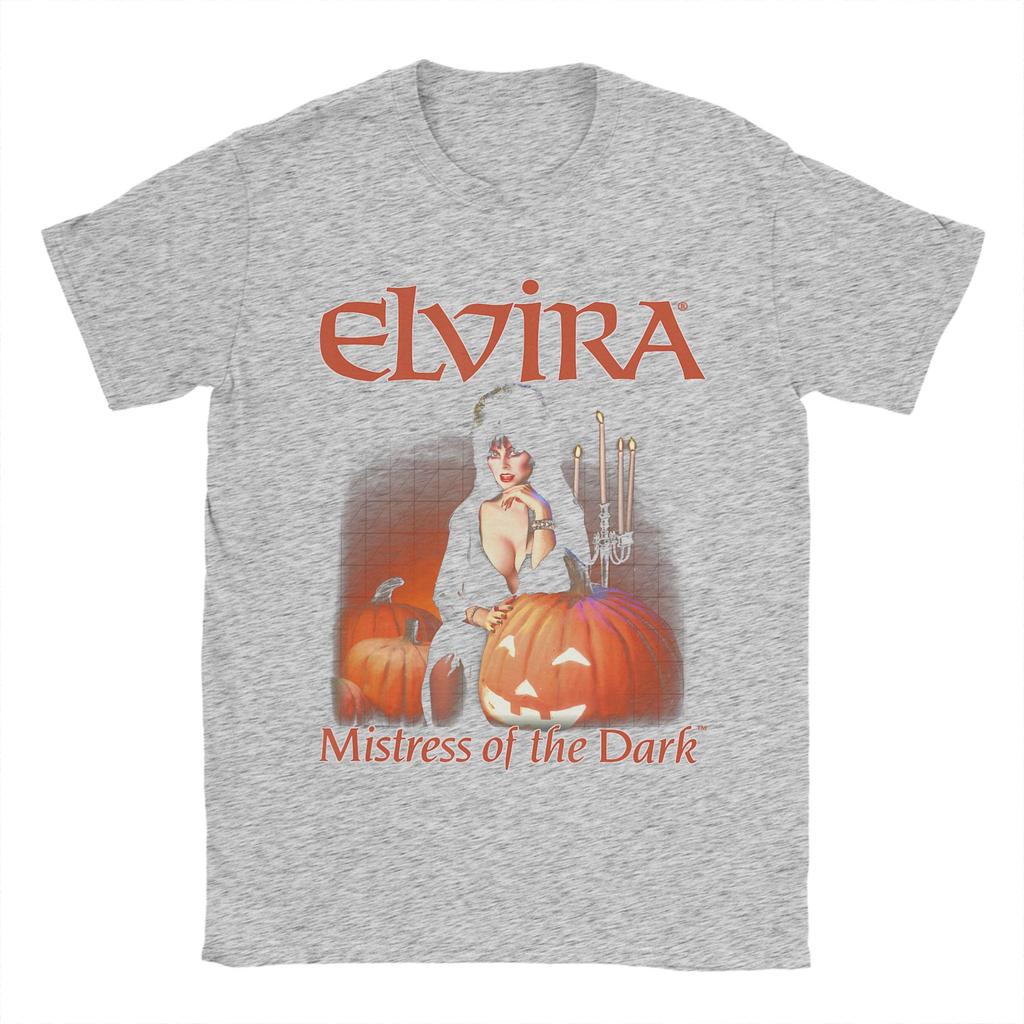 Elvira Mistress of The Dark Pumpkin Halloween Unisexs T Shirts Tee Shirt Short Sleeve Round Neck TShirts 100 Cotton Classic Tops