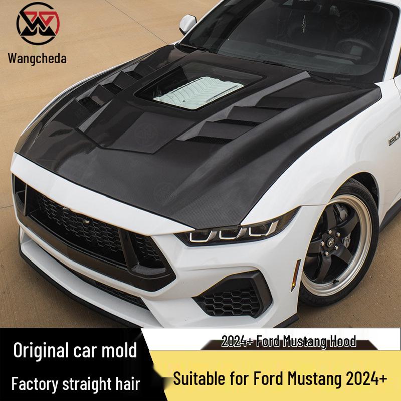 Ford Mustang 24+ Carbon Fiber Hood: Transparent Style Engine Cover Upgrade