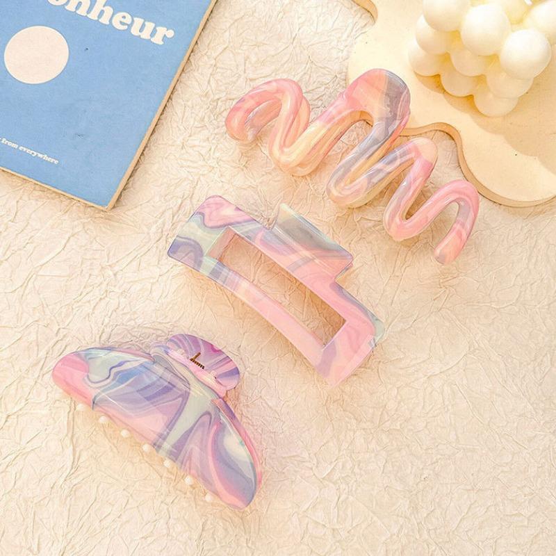 Pink Gradient Smudge Hair Clip Female Sweet Design Versatile Shark Clip Temperament Hair Accessories