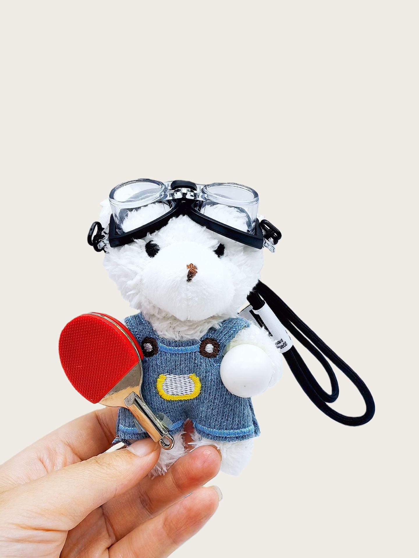 Table Tennis Badminton Bear Bag Pendant Doll Plush Doll Schoolbag Pendant Cute Doll Keychain