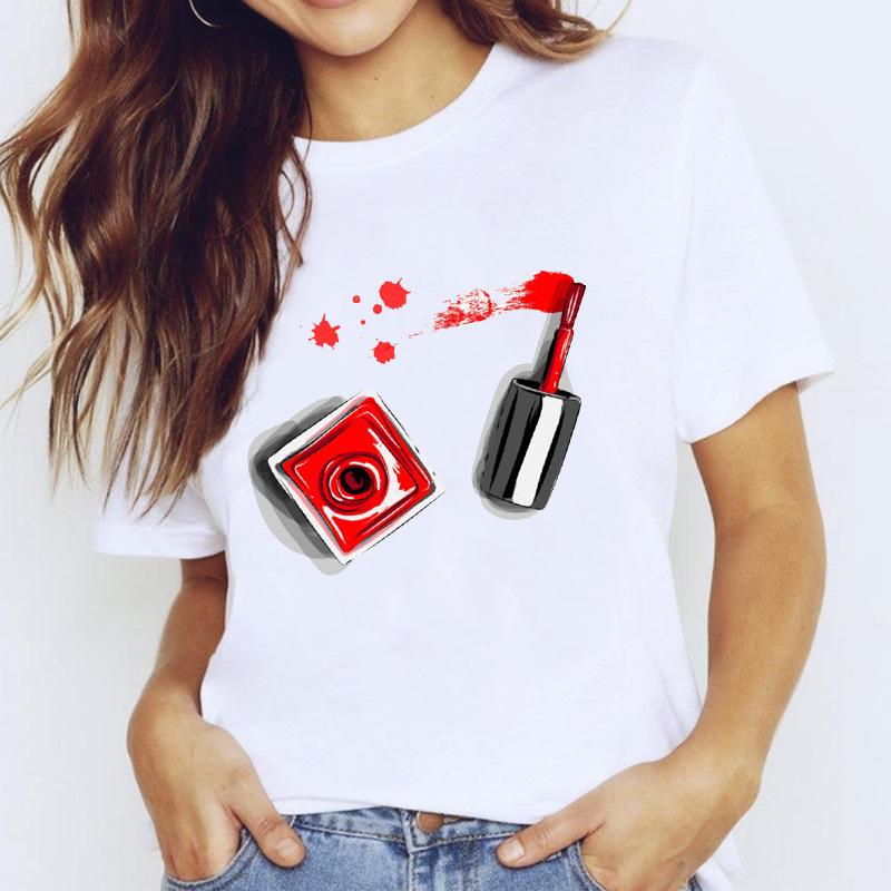 LOVE Red Lips Pink Heart Print T Shirt Women Romantic Slogan Graphic Short Sleeve Valentine Casual Summer Tee