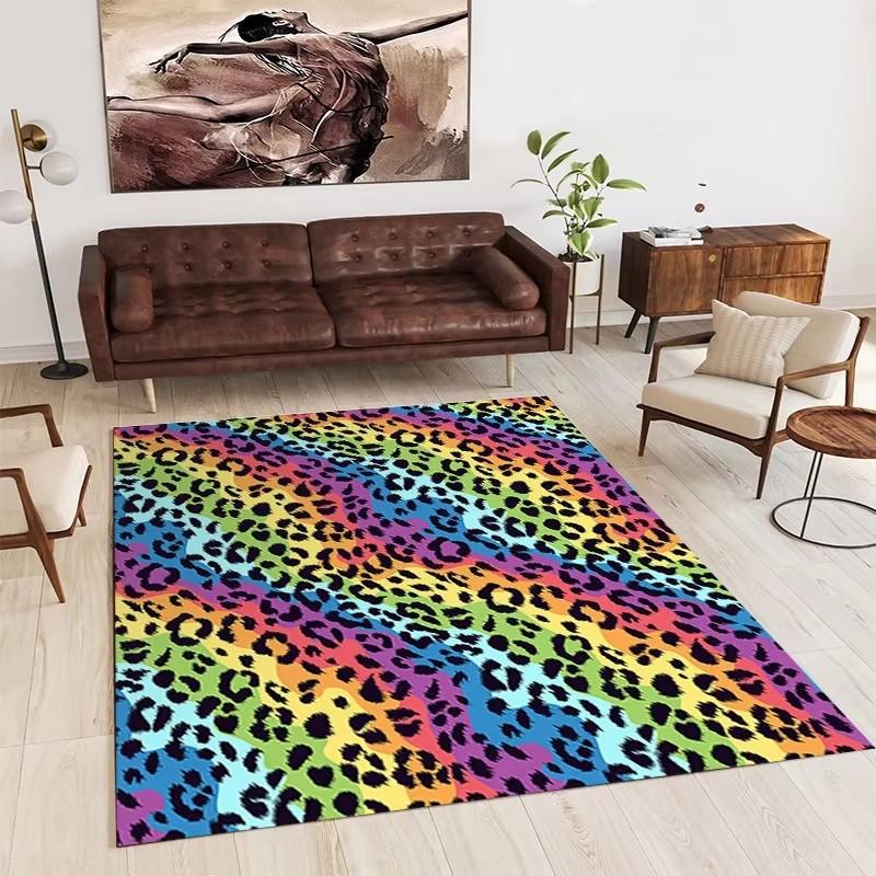 Tiger Stripe Leopard Print Carpet Nordic Household Living Room Washable Non Slip Rug Bedroom Bedside Carpet Large-area Floor Mat