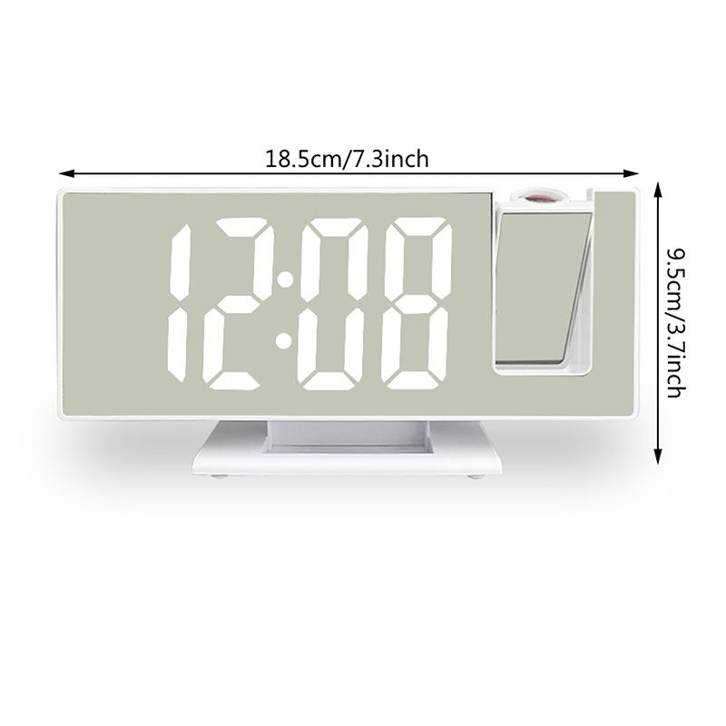 LED Projection Alarm Clock for Bedroom Ceiling Wall Mirror Digital Desktop Clock with 180° Rotatable Projector Snooze Temperature