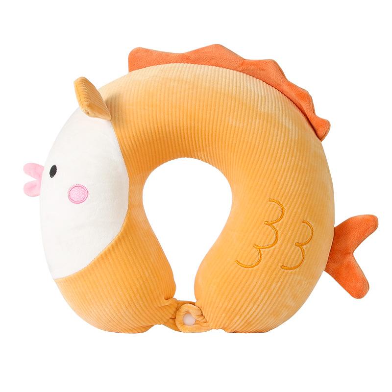 Cartoon U-Shaped Pillow Memory Foam Pillow Core Neck-Protecting Pillow for Airplane Car Travel Portable Office U-Shaped Pillow