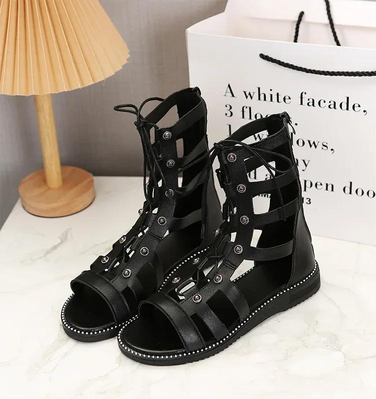 

Мода Новые Полые Повседневные Сандалии Женские С Открытым Носком Перекрестные Ремешки Женская Обувь Танкетка Летние Римские Черные Сандалии Ботинки Большой Размер 35-43 43 чёрный