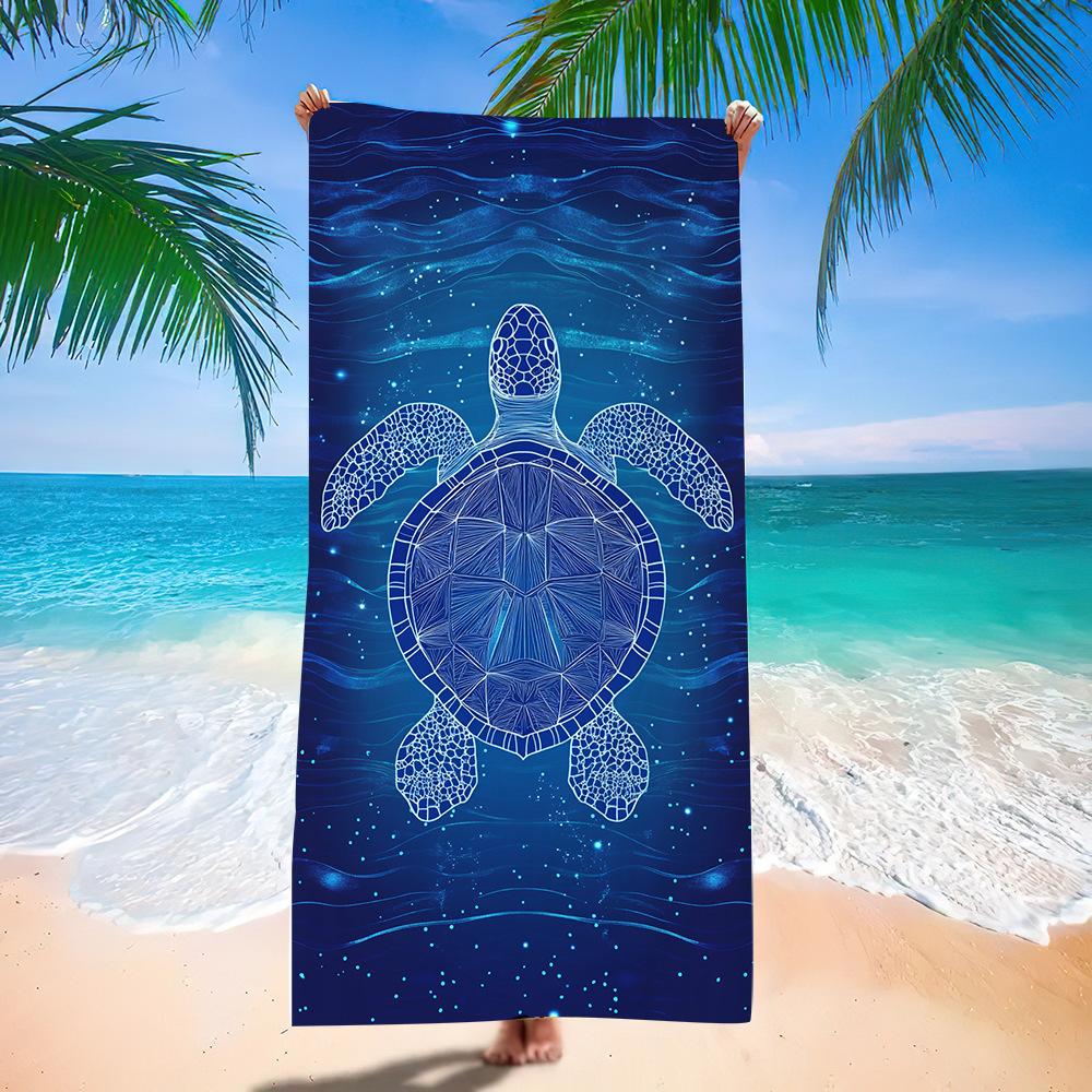 Zeeschildpad Familie Strandlaken Hart Zand Ontwerp Sneldrogend Absorberend Handdoek voor Zomervakantie