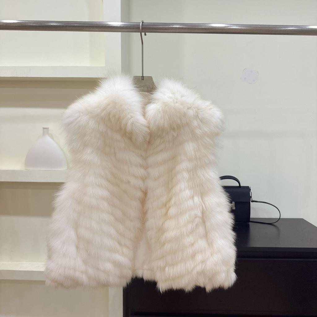 Fox hair back hair car strip fur vest women's short stand-up collar thin new coat moonlight fox hair vest