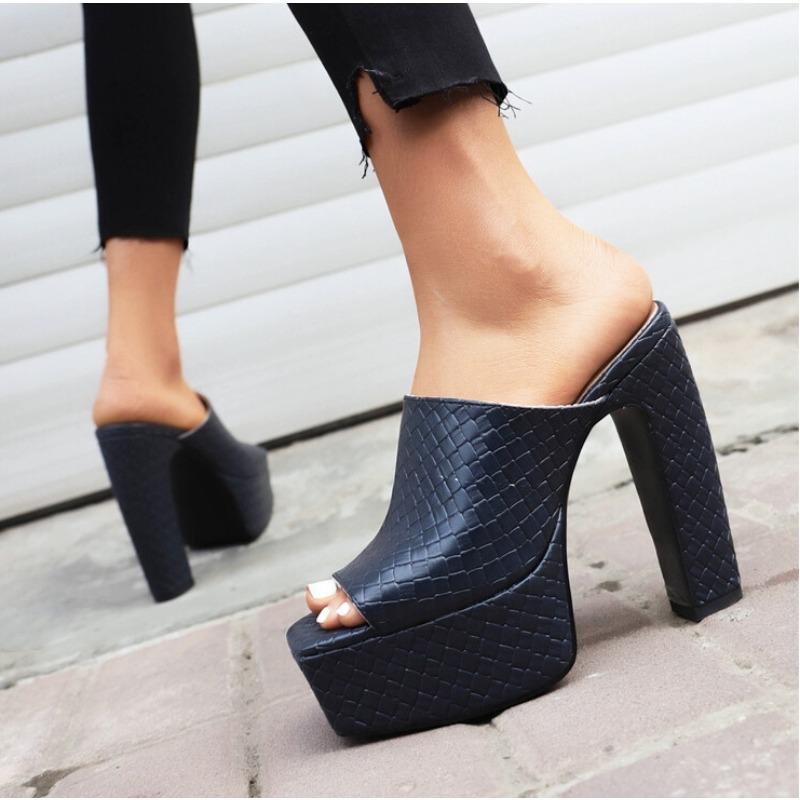 Sandale Sexy cu Toc Înalt la Modă Papuci Femei Platformă Sandale Glisante de Vară Saboți Pantofi Piele Negru Alb Roșu Sandale Zapatos Mujer