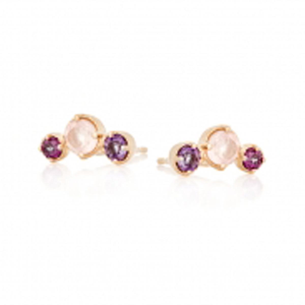 

Les Trésors De Lily [R5588] - Boucles d oreilles Argent Meghan rose violet doré - 10x5 mm