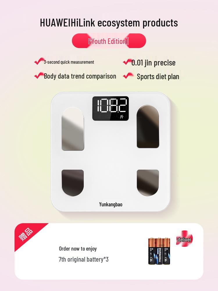 Yun Kang Bao Smart Bluetooth WiFi Body Fat Scale with Eight Electrodes for Accurate Household Measurement