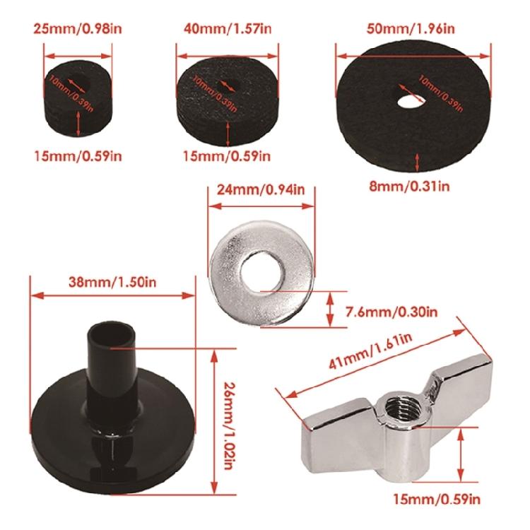 18Pcs/Set Drum Felts Pad Anti-Scratch Protect Cymbal Compact Felt Pad