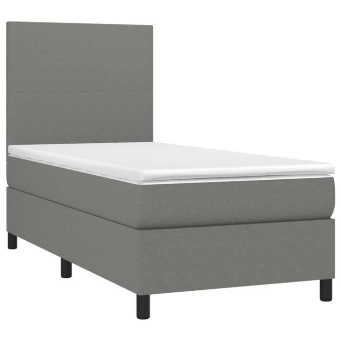 3141586 vidaXL Divan Bed with Mattress Dark Grey 90x200 Cm Fabric