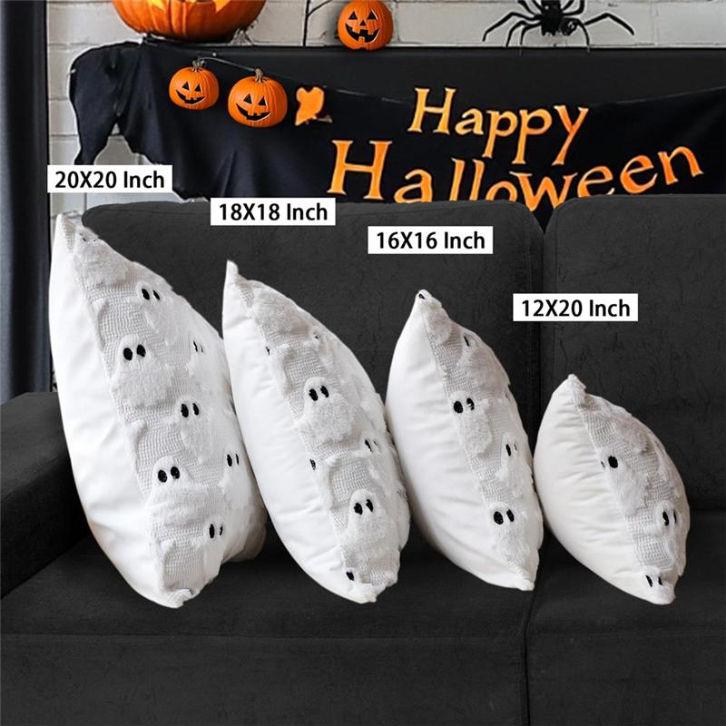 M-Modern-Halloween Ghost Decorative Pillow Covers 18X18 Set Of 3 For Home Decoration Throw Cushion Cases For Fall Autumn Holiday