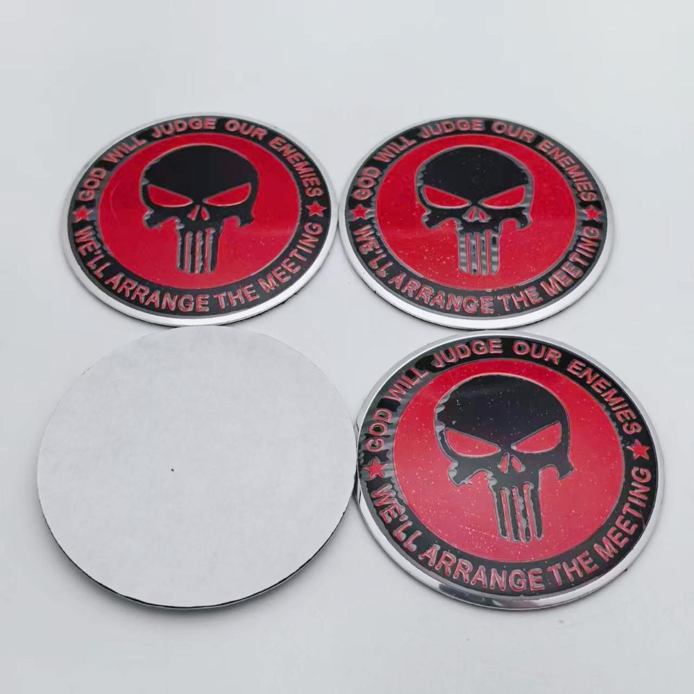 

4pcs 56MM 65MM Skull Logo Emblem Car Stickers Accessories for Car Wheel Center Caps Wheels Hub Cap Rim Hubcaps Cover Badge 56MM Stickers&Punisher Skull Badge