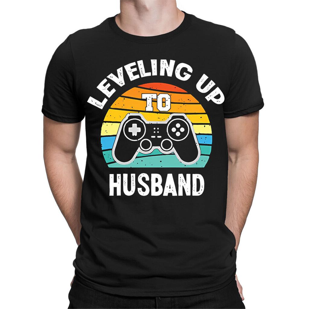 Leveling Up To Husband Gamepad Distresse Gamer Funny Mens T-Shirts Top #TA-135