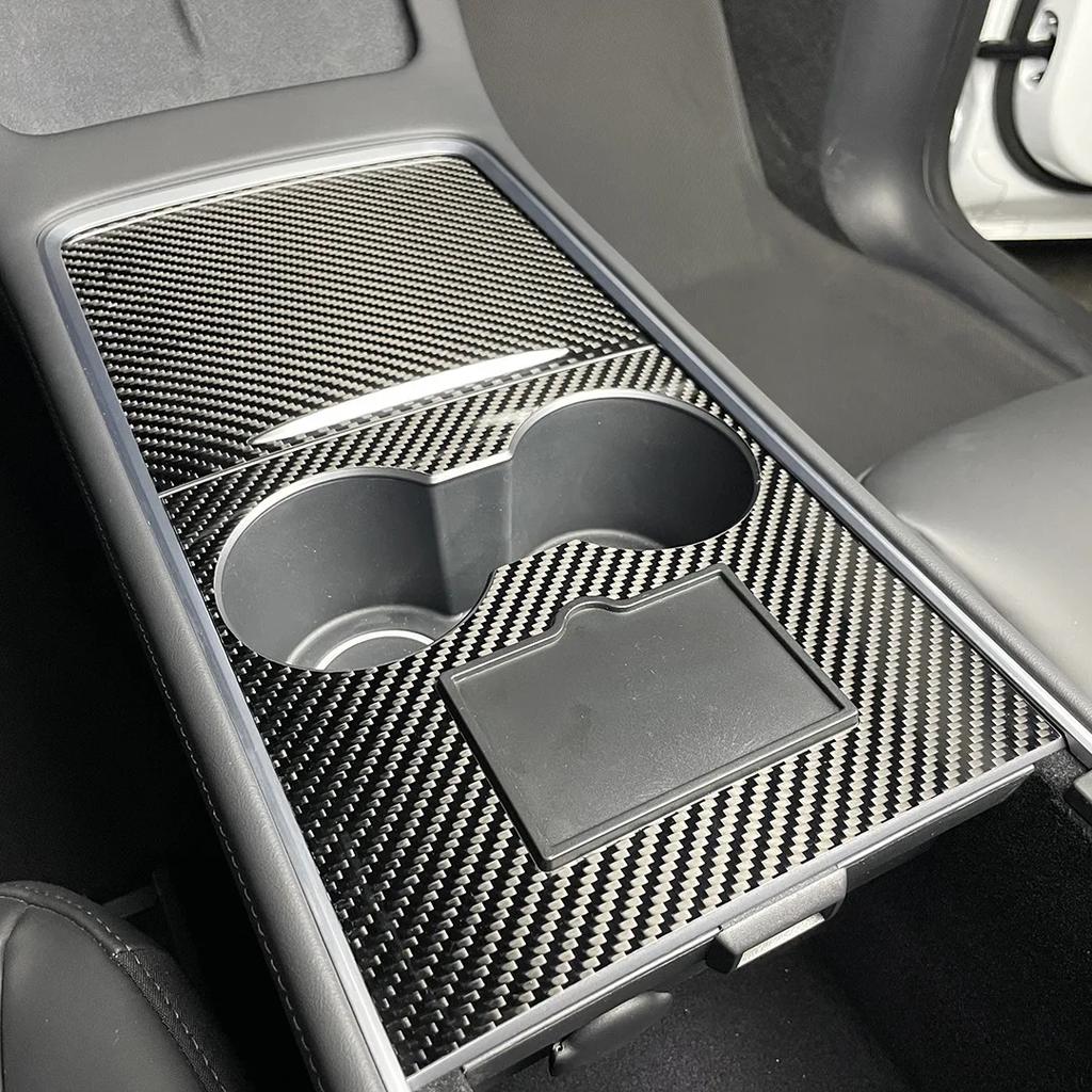 Center Console Cover For Tesla Model 3 Y Central Control Armrest Panel Trim Real Carbon Fiber Car Interior Accessories 2025-2025