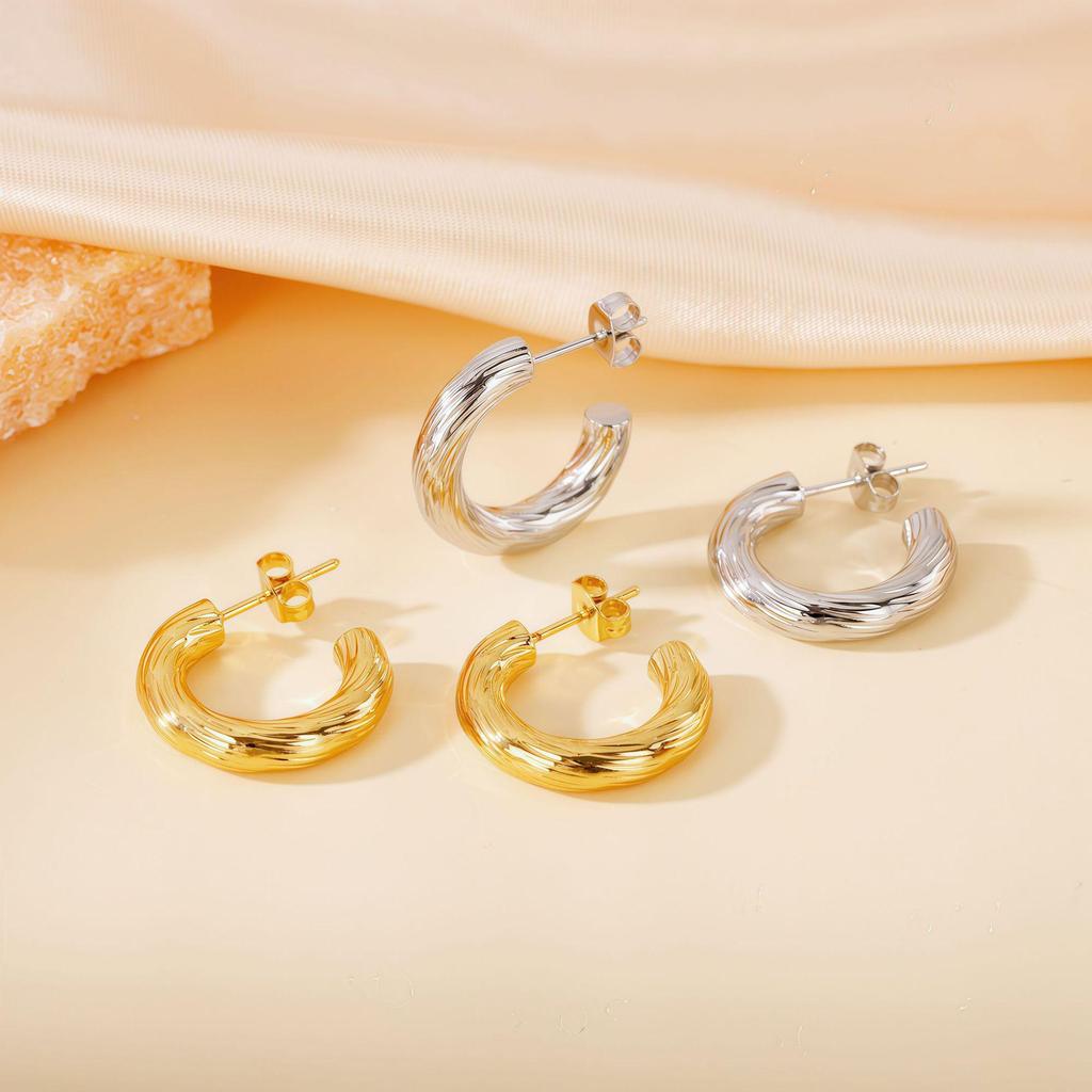 2025 Trendy Large Titanium Steel Hoop Earrings for Women - Exaggerated, High-End, Colorfast Design