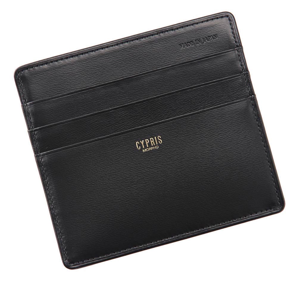 

Cyprus Box Calf Compact Card Case with Coin Purse, Made in Japan, Genuine Leather, Father s Day Gift, Birthday Gift, Black, 4432(01)