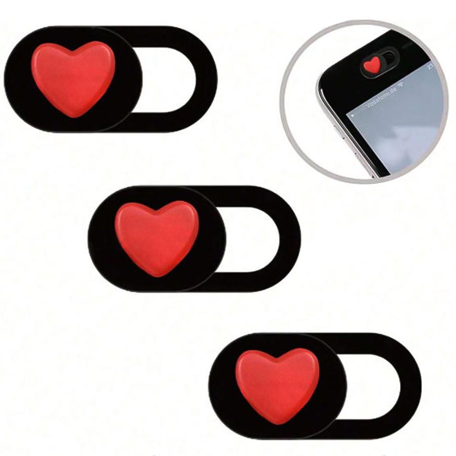 

3Pcs Ultra Thin Red Heart Webcam Cover for Phone Laptop Camera Privacy 3 Pcs Pack