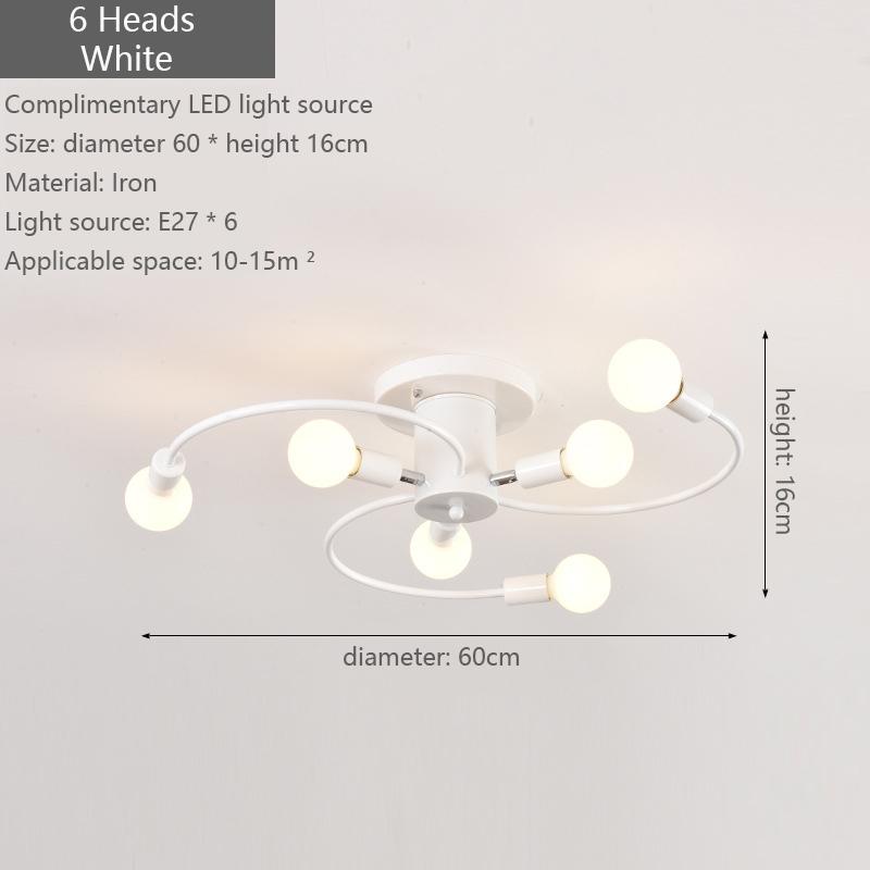 6 Heads LED Ceiling Lamp for Living Room Nordic Dome Light Home Decoration Lighting Natural Light Lighting Chandelier