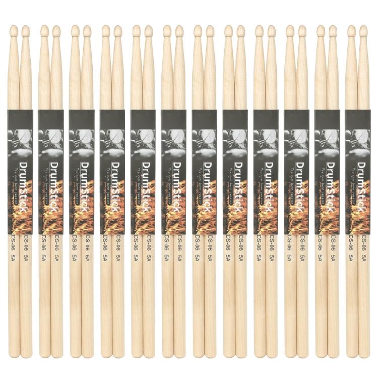 

12Pair Nonslip Universals Drumsticks 5A/7A Maple Wood Drumsticks Simple Practical Drum Stick for Drummer, Beginner