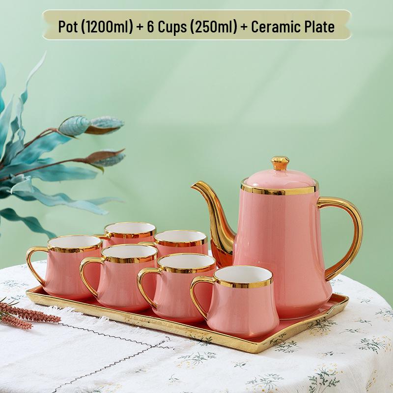 European Style Ceramic Tea Set - Luxury Living Room Teapot and Cup Set
