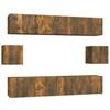 6 Piece TV Cabinet Set Smoked Oak Effect Engineered Wood