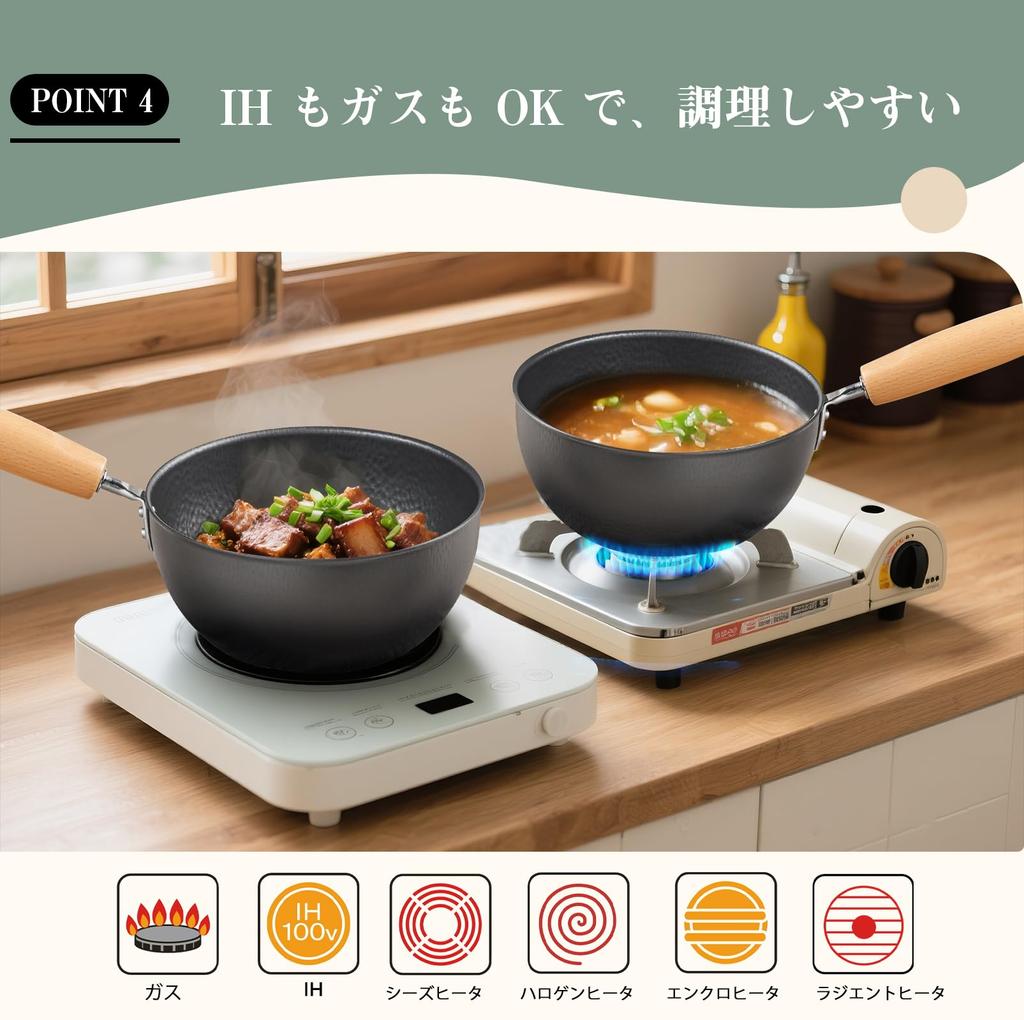 WANGYUANJI 18cm Induction Gas with High Heat Ramen Milk for People Wok, Single-Handed Pot, Compatible, Compatible, Lid, Efficiency, Non-Stick,